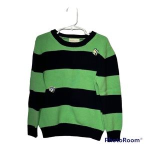 Best & Co. NWT Stripe Fly Crew Sweater Kids 5 Navy and Green